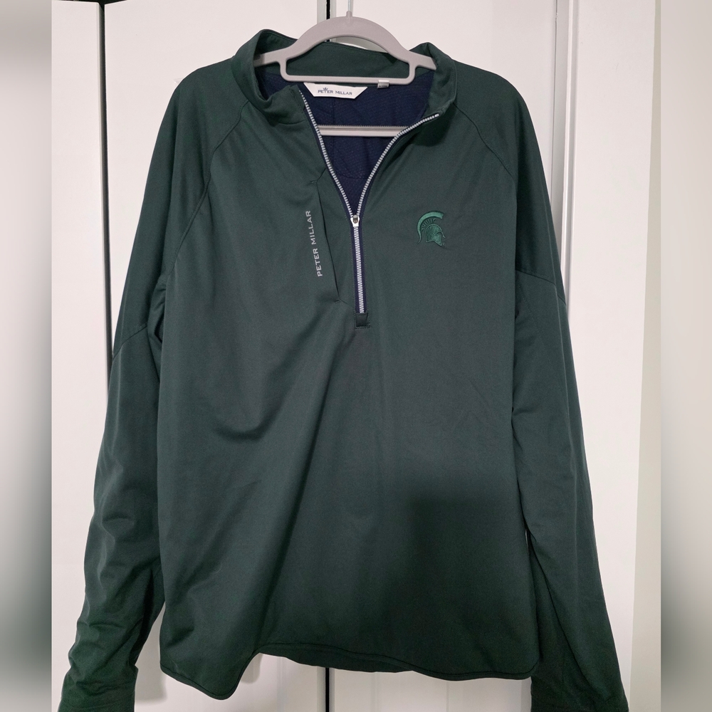 Peter Millar Green Quarter-Zip Pullover